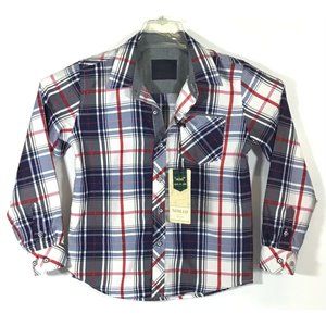 Nomad / Red White Blue LS Plaid Button-Up Chest Pocket Shirt / Boy's Size 6